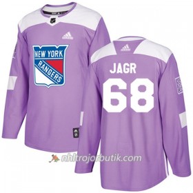Män Ishockey New York Rangers Tröja Jaromir Jagr 68 Adidas 2017-2018 Lila Fights Cancer Practice Authentic